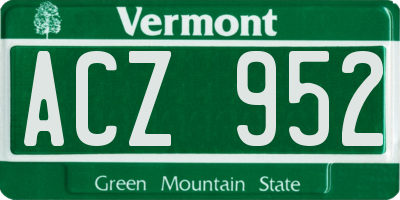 VT license plate ACZ952