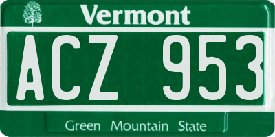 VT license plate ACZ953