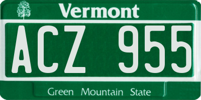VT license plate ACZ955