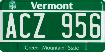 VT license plate ACZ956