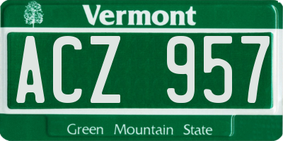VT license plate ACZ957