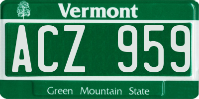 VT license plate ACZ959