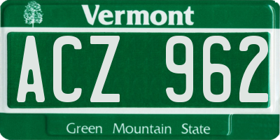 VT license plate ACZ962