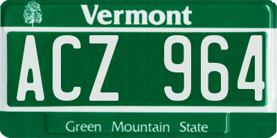 VT license plate ACZ964