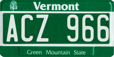 VT license plate ACZ966