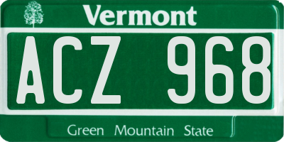 VT license plate ACZ968