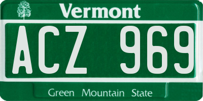 VT license plate ACZ969