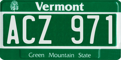 VT license plate ACZ971