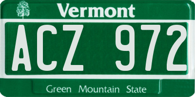 VT license plate ACZ972