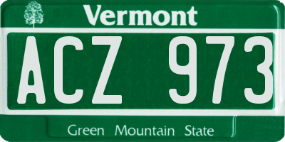 VT license plate ACZ973