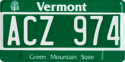 VT license plate ACZ974
