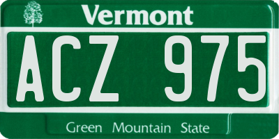 VT license plate ACZ975