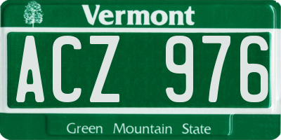 VT license plate ACZ976