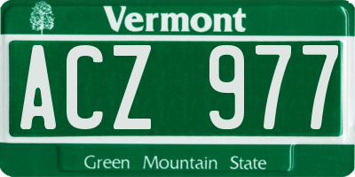VT license plate ACZ977