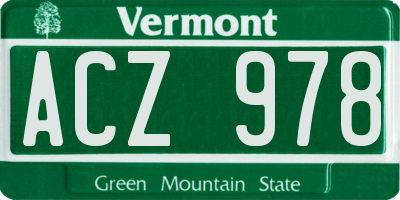 VT license plate ACZ978