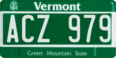 VT license plate ACZ979