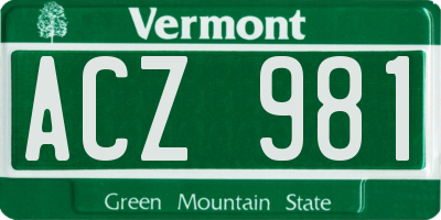 VT license plate ACZ981