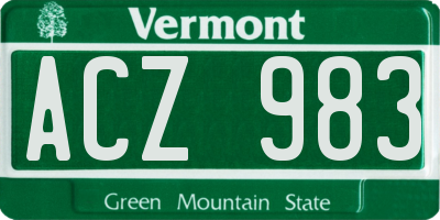 VT license plate ACZ983