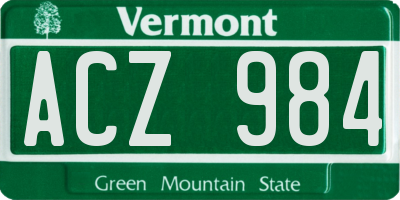 VT license plate ACZ984