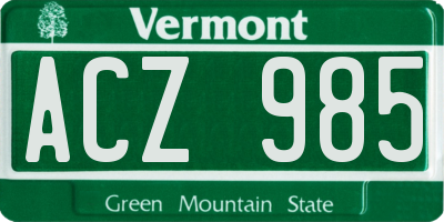 VT license plate ACZ985