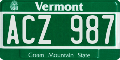 VT license plate ACZ987