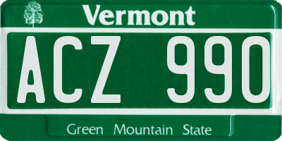 VT license plate ACZ990