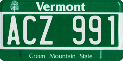 VT license plate ACZ991