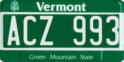 VT license plate ACZ993