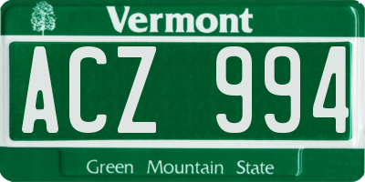 VT license plate ACZ994