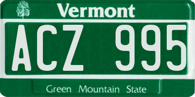 VT license plate ACZ995