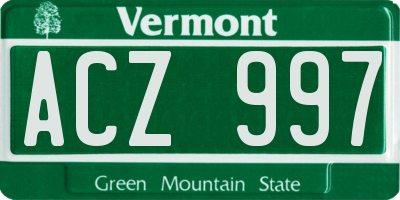VT license plate ACZ997