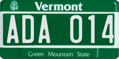 VT license plate ADA014