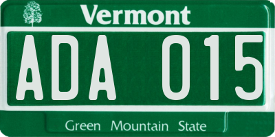 VT license plate ADA015