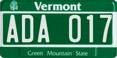 VT license plate ADA017