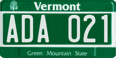 VT license plate ADA021
