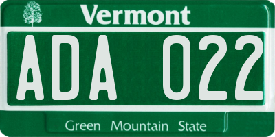 VT license plate ADA022