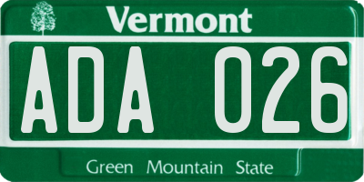 VT license plate ADA026
