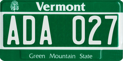 VT license plate ADA027