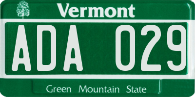 VT license plate ADA029