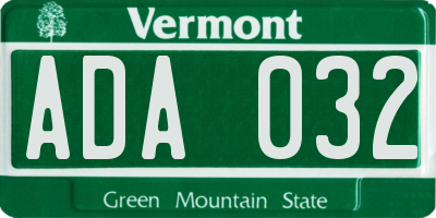 VT license plate ADA032