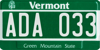 VT license plate ADA033