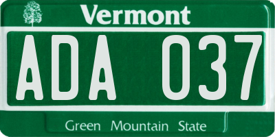 VT license plate ADA037