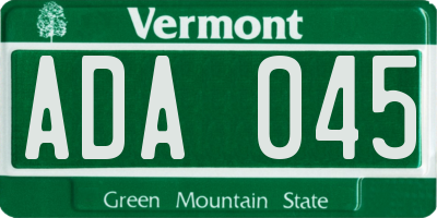 VT license plate ADA045