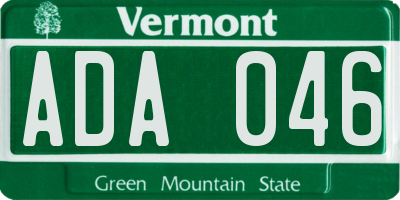 VT license plate ADA046