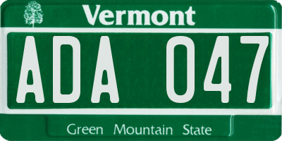 VT license plate ADA047