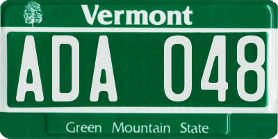 VT license plate ADA048