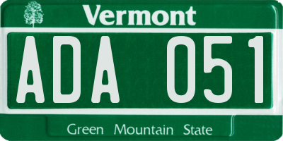VT license plate ADA051