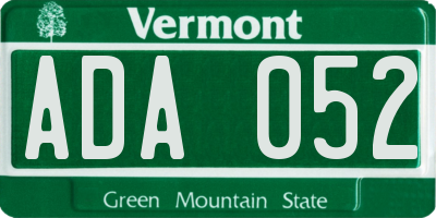 VT license plate ADA052