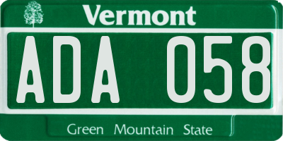 VT license plate ADA058