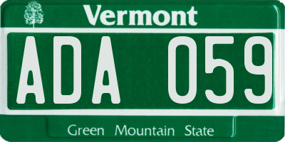 VT license plate ADA059